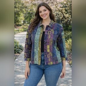 Vintage WINDING RIVER Woman Tapestry Jacket Size XL Maximalism